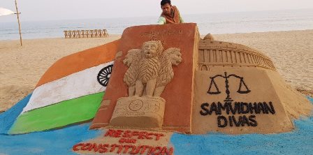 Manas Sahoo creates beautiful sand sculpture on Constitution Day