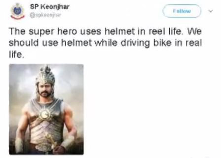 ‘Bahubali’ is now example of helmet use in Keonjar 
