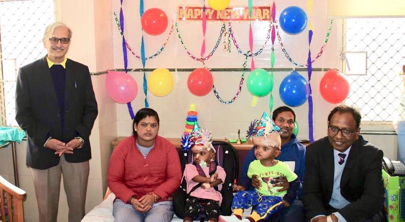 Separated conjoined twins Jaga-Balia celebrate New Year day