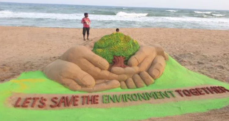 World Environment Day: Sand sculpture put up at Puri