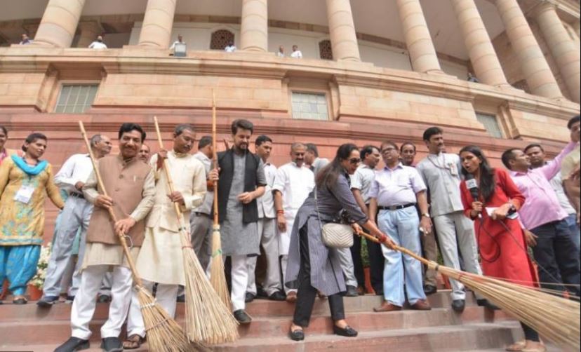 BJP MPs Hema Malini, Anurag Thakur Clean Parliament Premises, Get Trolled