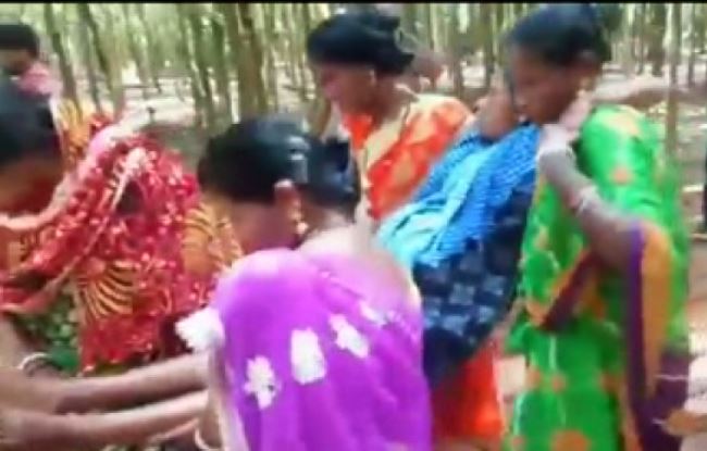 Pregnant woman carried on shoulder in Nabarangpur