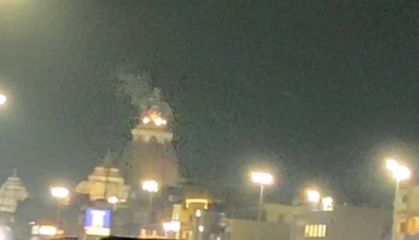 Patita Pabana flag atop Srimandira in Puri of Odisha caught fire