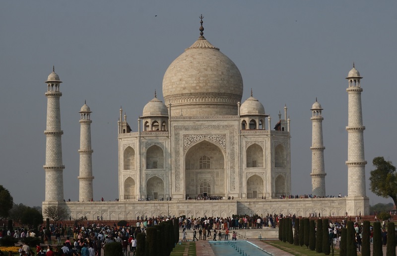 A view of the Taj Mahal on the eve of US President Donald Trump's visit to Agra, on Feb 23, 2020. (Photo: Bidesh Manna/IANS)
