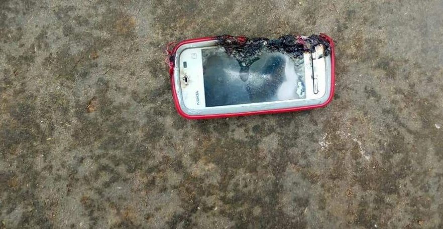 mobile explodes in puri