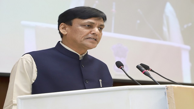 New Delhi: Union MoS Home Affairs Nityanand Rai addresses at the Annual Conference on Capacity Building of SDRFs, Civil Defence, Home Guards and Fire Services organised by the National Disaster Response Force (NDRF) in New Delhi on June 29, 2019. (Photo: IANS/PIB)