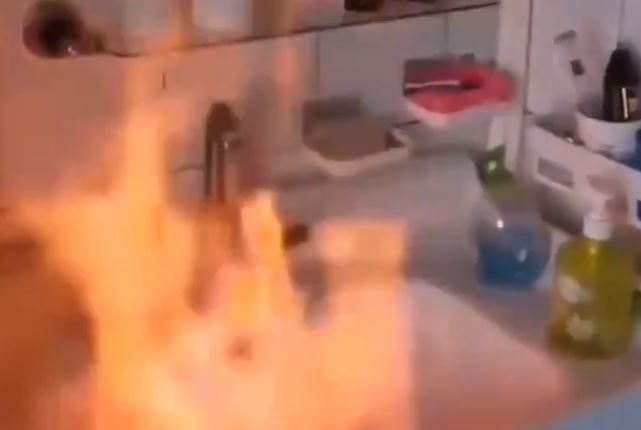 tap water catches fire