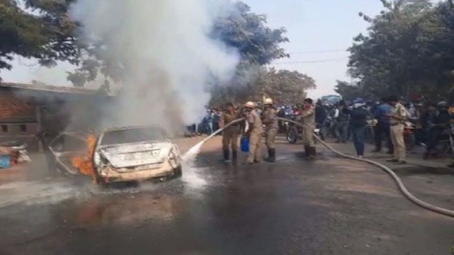 car catches fire In rourkela