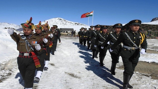 Indian Chinese troops face off