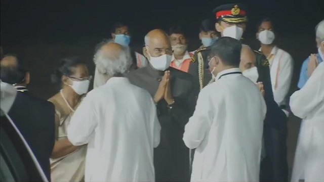 President Ram Nath Kovind arrived here on a three-day tour to Odisha