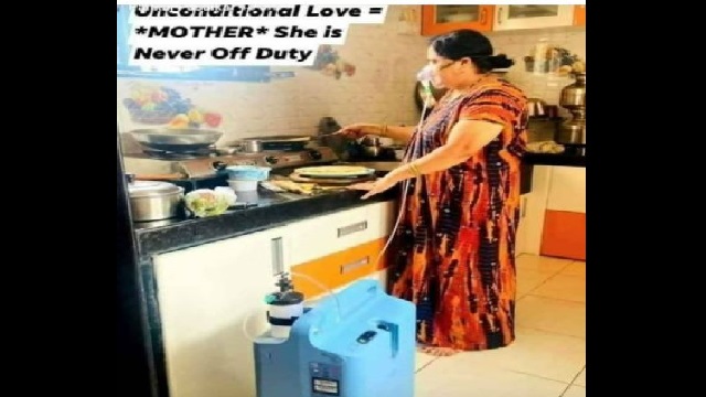 mother cooking with oxygen