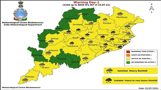 Yellow warning to 23 districts in Odisha