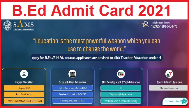 odisha b.ed admit card 2021