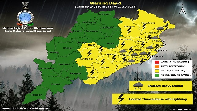 Yellow warning in Odisha