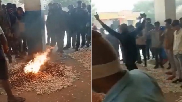 madhya pradesh farmer sets garlic on fire