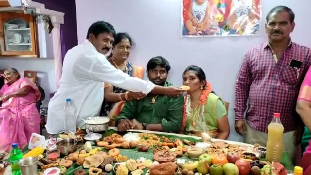 andhra family treats son in law with grand feast