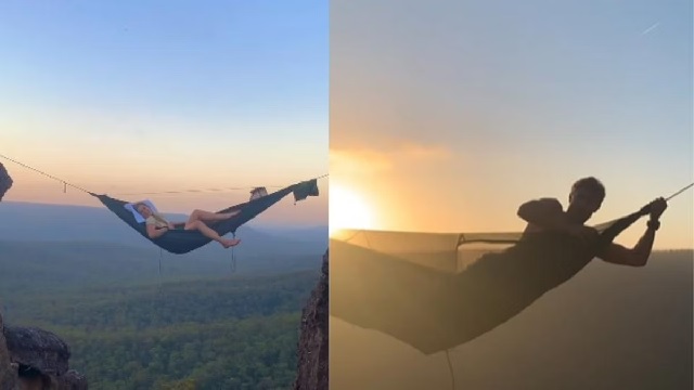 Siblings spotted lying in 70-feet high swing