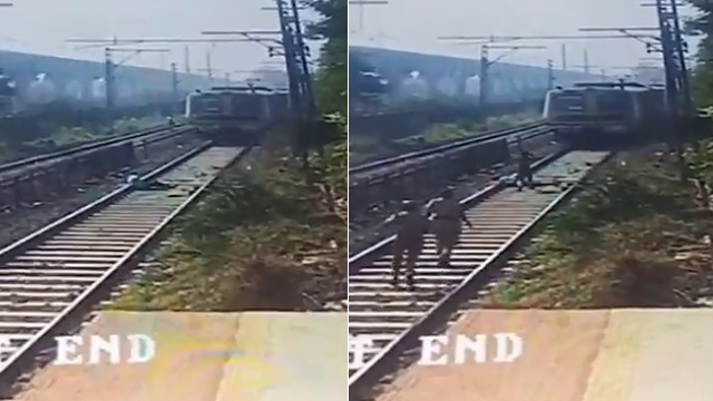man escapes death in railway track