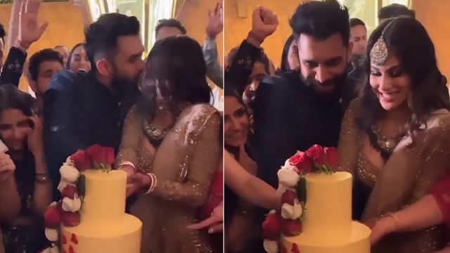Mouni-Suraj wedding: couple's steamy kiss at reception party goes viral