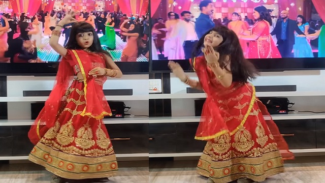 Premium Photo | Joyful 8YearOld Indian Girl in Floral LehengaCholi at  Wedding Dance