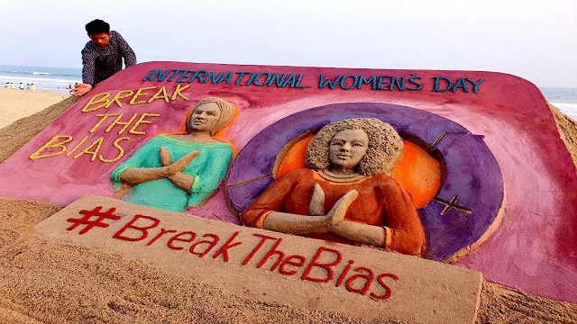 Sand art on International Women's Day