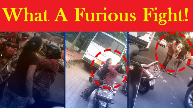 Girl beats man on Bhubaneswar road