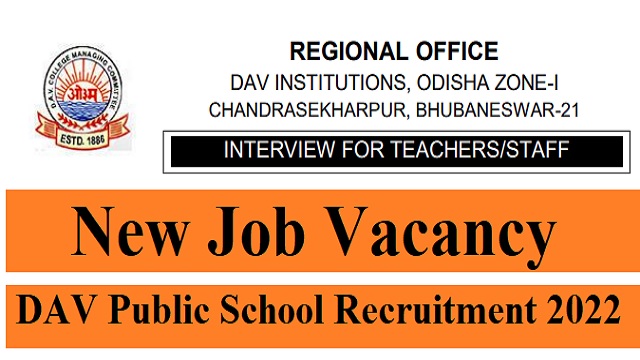 DAV Public School Odisha Recruitment 2022
