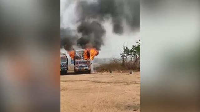 truck catches fire