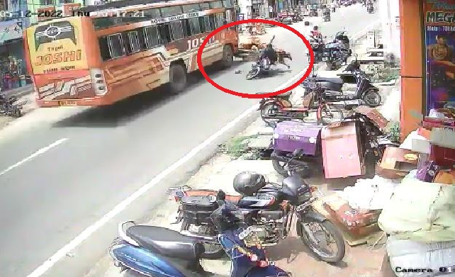 CCTV footage of Nayagarh Bus-Bike accident