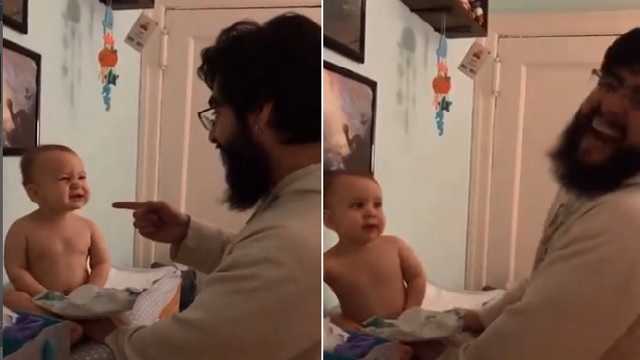baby singing old macdonald with dad