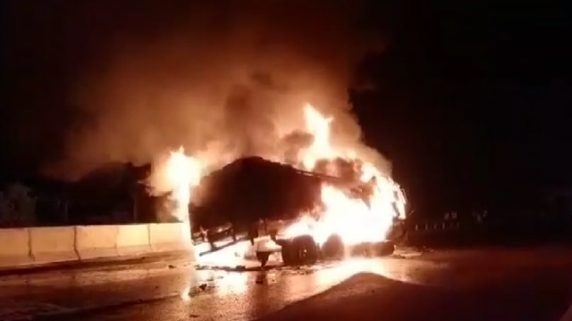 truck catches fire
