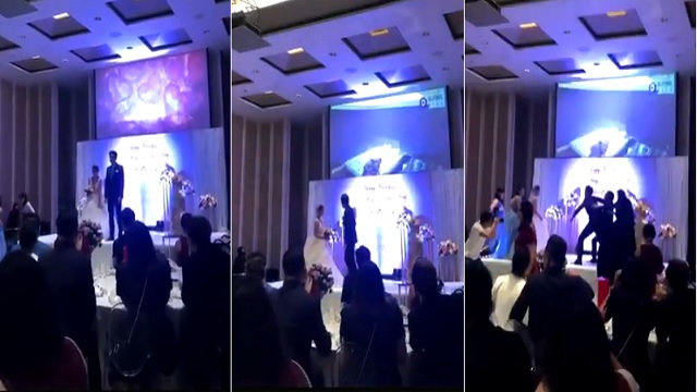 groom plays video of bride