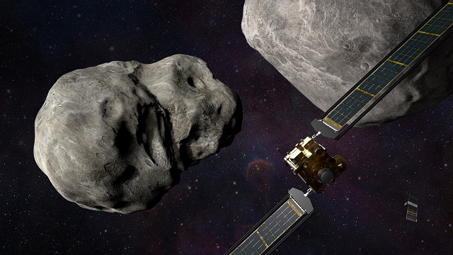 satellite crash into asteroid