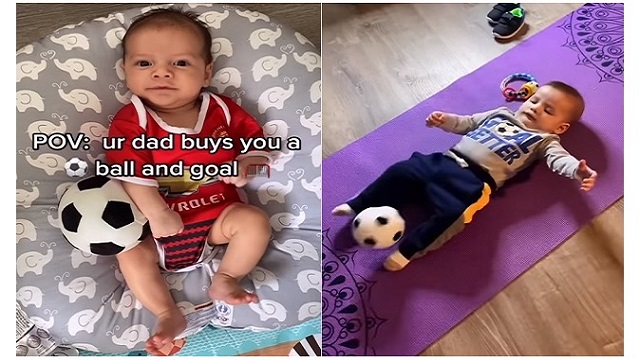 toddler scores soccer goal since born