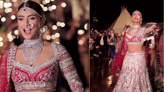 bride surprises groom by dancing on sajna