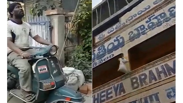 construction worker convert old bajaj scooter