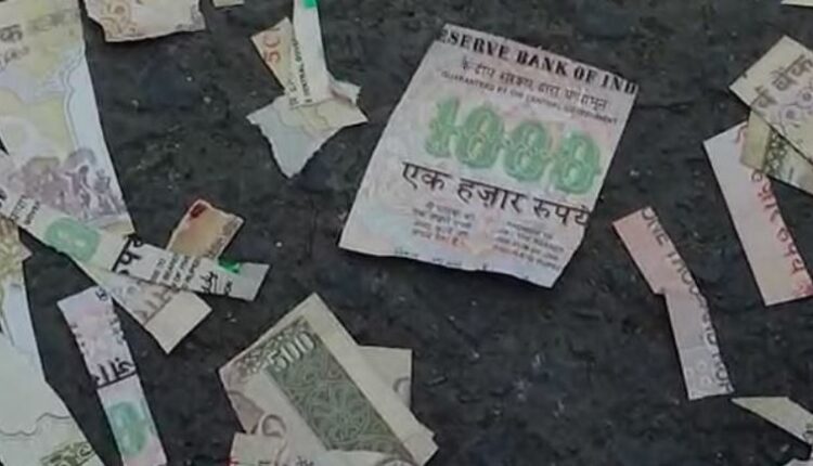 Kolkata Torn currency notes on road