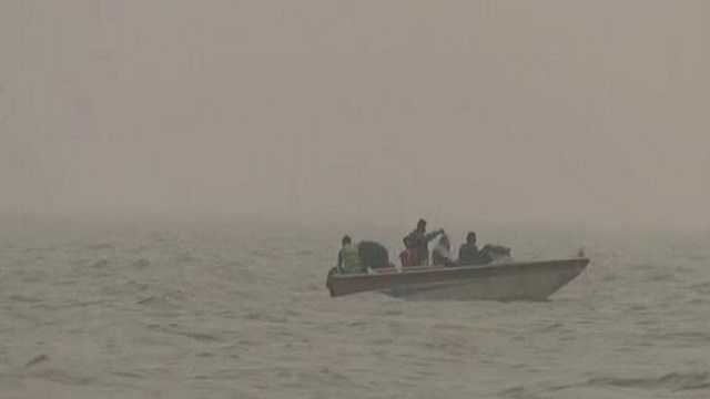 Boat stranded in Chilika Lake