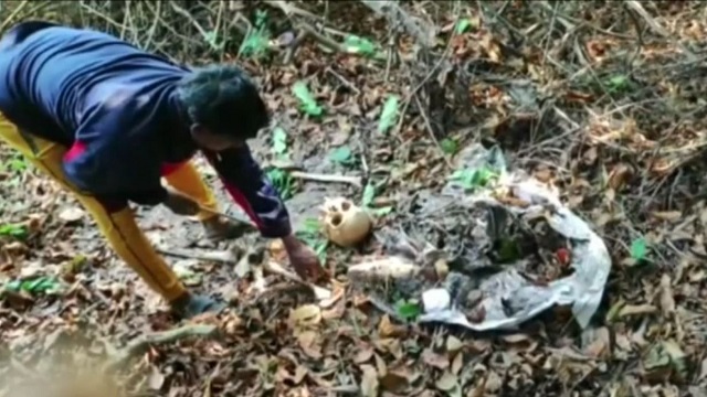 Skeletal remains and cloths recovered from Jaria forest