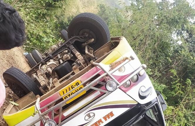 bus overturns on ghat road