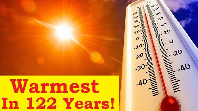 February warmest in 122 years