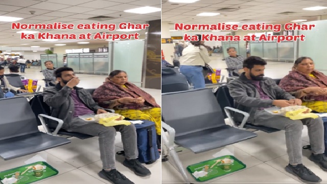 Man slams airport food