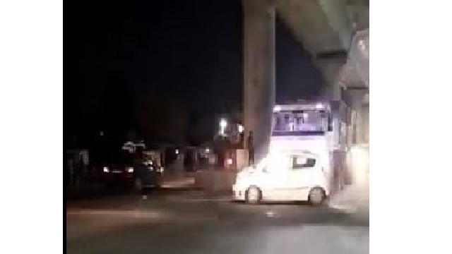 Truck drags car for 3 km