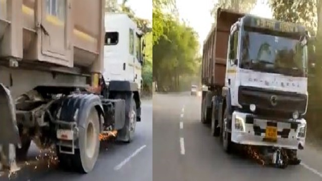 Truck drags boy and grandfather