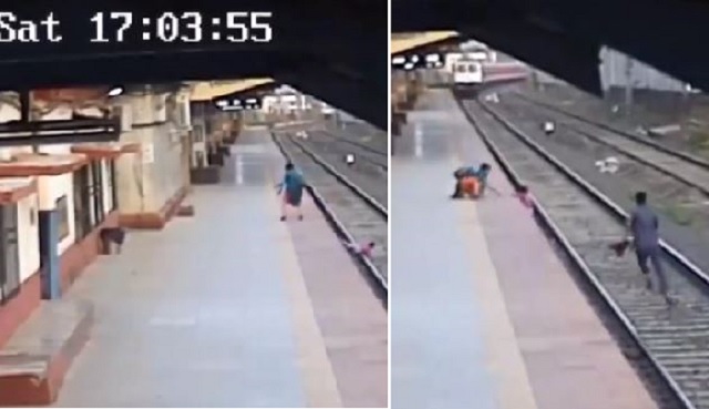 Man rescues child from railway track