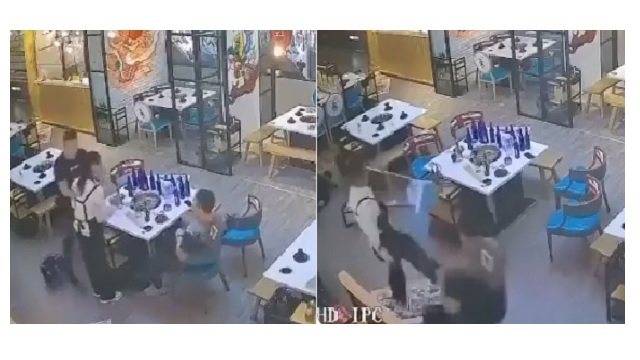Waitress fights off aggressive customers