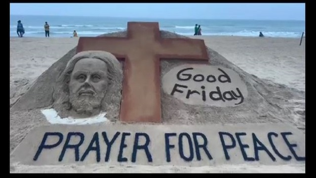 sand sculpture on Good Friday