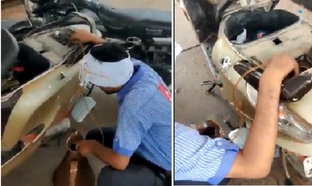 Petrol pump worker drains out fuel