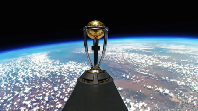 world cup trophy launched into atmosphere