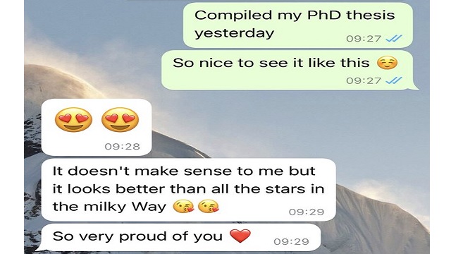 Mother reaction to daughter's thesis